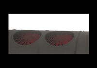 A picture of Close up of roof etched fan and grill.