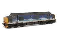 A picture of 37420 with livery modifications including distressed dragon on nose and cantrail extension. Details include bogie modification to reduce gap between body and bogies, driver, finer aerials, snowploughs, moulded roof grill replaced with 3D etched fan and grill, nose catches, etched nameplates, speedo cable, detailed buffer beam and semi detailed at coupling end.