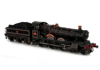 A picture of 7819 in preserved condition with added details including: moulded coal replaced with real coal, etched work plates/nameplates, renumbered, loco crew and detailed buffer beam at one end.