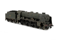 A picture of 46140 with added details including: moulded coal replaced with real coal, etched work plates/nameplates, renumbered, loco crew and detailed buffer beam at one end.