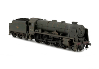 A picture of 46140 with added details including: moulded coal replaced with real coal, etched work plates/nameplates, renumbered, loco crew and detailed buffer beam at one end.