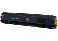 A picture of 60074 with Full respray DB Puma livery, detailed buffer beam and semi detailed detailed buffer beam at the coupling end, snowploughs fitted at coupling end with notch for couplers, driver fitted, etched plates and body lowered.