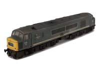 A picture of D138 Resprayed to BR green. Details include: mods to match prototype, etched roof grill and fan, headcode changed, driver fitted, detailed buffer beam at one, renumbered, slimmed down bogies, moulded nose end handrails replaced with wire versions and etched workplates added.