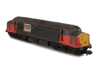 A picture of 37710 with modification plated over body window on either side. Other details include bogie modification to reduce gap between body and bogies, renumbered, finer aerials, semi detailed buffer beam at both ends, battery box modification, moulded roof grill replaced with 3D etched fan and grill. driver and speedo cable added..