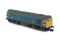 A picture of D5223 Full respray to BR Blue. Other details include: body steps plated over, finer nose end handrails, semi detailed buffer beam at both ends, renumbered, etched workplates, etched 3D roof grill with fan, headcodes changed, speedo cable added and battery box modification.