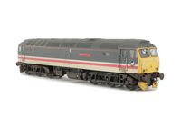 A picture of 57305 with full respray into fantasy Inter City livery, Details include: moulded roof grills replaced with etched fan and grill, snowploughs, renumbered, driver, moulded front handrails replaced with wire including pommels, body lowered, converted battery box, detailed buffer beam and semi detailed at coupling end, etched nameplates depot plaques and symbols and finer aerials.