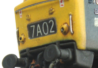 A picture of D7096 with detailed buffer beam, renumbered with metal numbers, etched work plates and change of headcode,