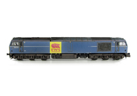 A picture of 60078 Faded Mainline livery, detailed buffer beam at one end, body lowered, EWS sticker added along with yellow snowploughs, driver and paint flaking on window surrounds.