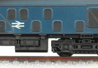 A picture of 25002 conversion to a 25/0 from a Farish class 24 with headcode box added and battery box changed, plated over lights and body side steps. Detailed buffer beam at one end, driver fitted, renumbered and etched work plates.