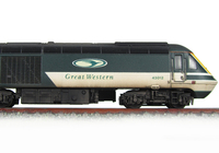 A picture of 43018/012 Dapol HST resprayed into GW Merlin Livery with plated over guard door and driver fitted.