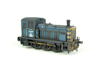 A picture of D2398 with faded paintwork, buffers painted yellow, windows made to be very dirty in order to hide the decoder in the cab, renumbered and detailed buffer beam. 