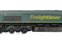 A picture of 66538 converted from a dummy shell to a powered unit, renumbered, detailed buffer beam at one end and front end handrails replaced with wire and pommels added.