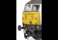 A picture of 47817 showing a full respray and conversion to the Porterbrook livery (no transfers used for livery). Base model has been converted to a cutaway buffer beam example with modified battery box. Other details include: detailed buffer beam at one end, moulded nose handrails replaced with wire, renumbered, driver fitted and nose catch added