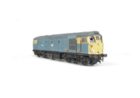 A picture of 26018 Conversion to disc headcode version representing a loco in it's last days on the scrapline. Full respray into correct faded shades, renumbered, disc catches, special effect of paint peeling and rust patches, broken and boarded over windows, tapered steps with leaf spring bogies, brass oval buffers, straight framed side windows, speedo cable, removed boiler control access hatch, wire nose handrails, no rubber window surrounds, side body windows made flush and detailed buffer beam at both ends.