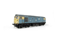 A picture of 26018 Conversion to disc headcode version representing a loco in it's last days on the scrapline. Full respray into correct faded shades, renumbered, disc catches, special effect of paint peeling and rust patches, broken and boarded over windows, tapered steps with leaf spring bogies, brass oval buffers, straight framed side windows, speedo cable, removed boiler control access hatch, wire nose handrails, no rubber window surrounds, side body windows made flush and detailed buffer beam at both ends.