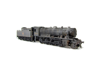 A picture of WD Austerity 90354 weathered to represent the last days of steam. Added details include: renumbered, molded coal replaced with real coal, loco crew added, fire irons, detailed buffer beam at one end and painted cab interior.