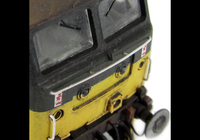 A picture of 47541 showing a partial respray to correct livery with rebrand to Scotrail, detailed buffer beam at one end, moulded nose handrails replaced with wire including pommels, renumbered, driver fitted, snowploughs, etched nameplates, finer ariels, silver buffers, battery box changed and nose catch added