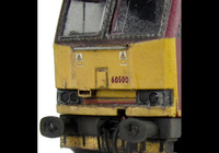 A picture of 60500 with faded body, detailed buffer beam at one end, yellow ploughs and chipped silver window surrounds, renumbered, etched nameplates/symbols and driver fitted.