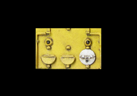 A picture of Close up of added fine discs and holes filled with respray of yellow.