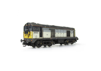 A picture of 20905 Converted to a 20/9 with full respray into Railfreight livery. Added details include: renumbered with added side box, plates added at cab end, side cab windows modified to rectangular versions with etched surrounds, headcode box modified, different windscreen wipers on either side, roof grills replaced with much finer etched fan and grill, bogie modification to reduce the gap between body and bogies, horn grill covers made finer, semi detailed buffer beam at both ends, finer side frame steps, driver fitted, speedo cable added, ariel pod, headlight at both ends and etched cab window surrounds.