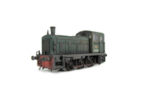 A picture of D2125 modified with chimney and air horns changed, faded paintwork, renumbered, detailed buffer beam with coupler pockets filled, semi detailed buffer beam at coupler end and etched workplates. 