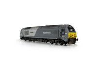 A picture of 67014 with detailed buffer beam at one end and semi detailed at coupler end, moulded jumper cables replaced with wire versions, renumbered, etched nameplates and driver fitted.