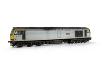 A picture of 60021  with very faded/bleached blue tinge paintwork, etched nameplates, renumbered, debranded, detailed buffer beam at one end and semi detailed at coupling end, body lowered and driver fitted.