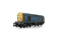 A picture of 20115 with faded body, cab and nose ends detailed with fine discs and holes filled with respray of yellow, roof grills replaced with much finer etched fan and grill, bogie modification to reduce the gap between body and bogies, renumbered, horn grill covers made finer, special effects on cab doors and windows of paint peeling, semi detailed buffer beams at both ends, finer side frame steps and speedo cable added.