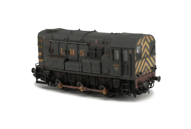 08601 in distressed faded livery with detailed buffer beam including extra pipework under buffer at one end and semi detailed at coupling end, etched work plates, driver and some livery modifications.
