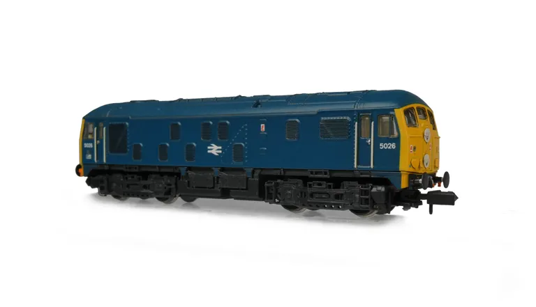 D5026 respray to BR Blue in ex works condition, water tanks shortened on battery box, body side footsteps plated over, fuel cap taken off, semi detailed buffer beam at both ends, renumbered, headcode discs slimmed down and extra catches added, etched work