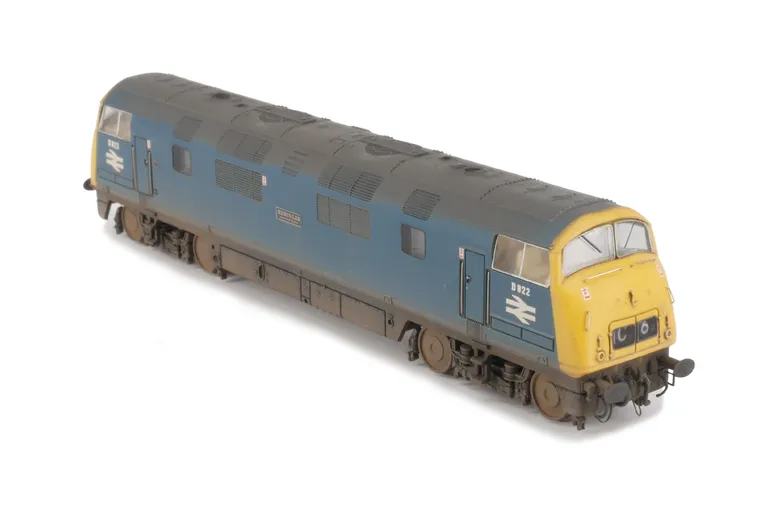 D822  Details include moulded nose end handrails replaced with wire, detailed buffer beam at one end, headcodes changed, etched nameplates/workplates and driver fitted