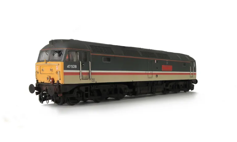 47528 Renumbered with detailed buffer beam at one end and semi detailed at coupling end, driver fitted, finer aerial, etched nameplates, moulded nose handrails replaced with wire, body lowered, nose catch and etched 3D fan and grill fitted.
