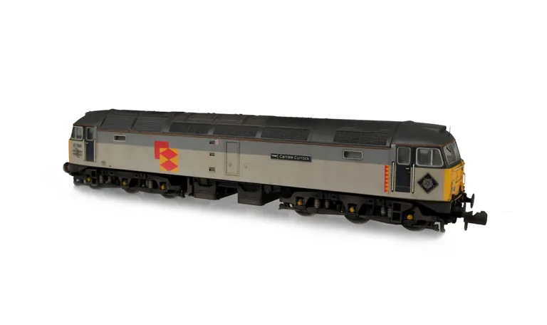 47588 with faded paint. Details include: etched nameplates/symbols, livery adjustments, finer aerials, body lowered, etched fan and grills, renumbered, semi detailed buffer beam at both ends, moulded nose handrails replaced with wire including pommels and