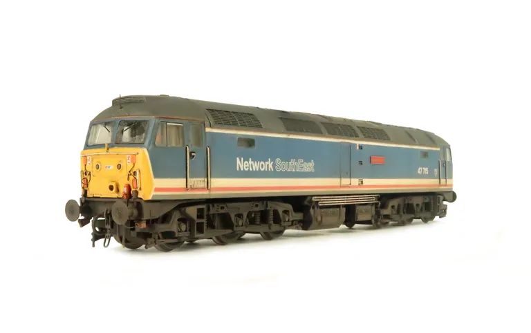 47715 Details include: finer aerials, body lowered, etched fan and grills, moulded rch cables on nose replaced with wire and etched versions, driver, detailed buffer beam at one end and semi detailed at coupling end, battery box modification, moulded nose