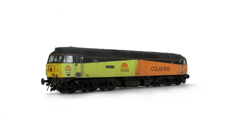 47727 showing a full respray into Colas Rail livery. Base model has been converted to a cutaway buffer beam example with etched kick plates and modified battery box. Other details include: detailed buffer beam at one end and semi detailed at coupling end,