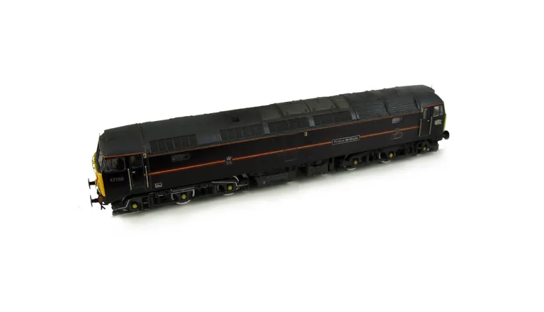 47798 showing a full respray into EWS Royal livery (all stripes are a respray inc centre banding with no transfers used). Base model has been converted to a cutaway buffer beam example with etched kick plates and modified battery box. Other details includ