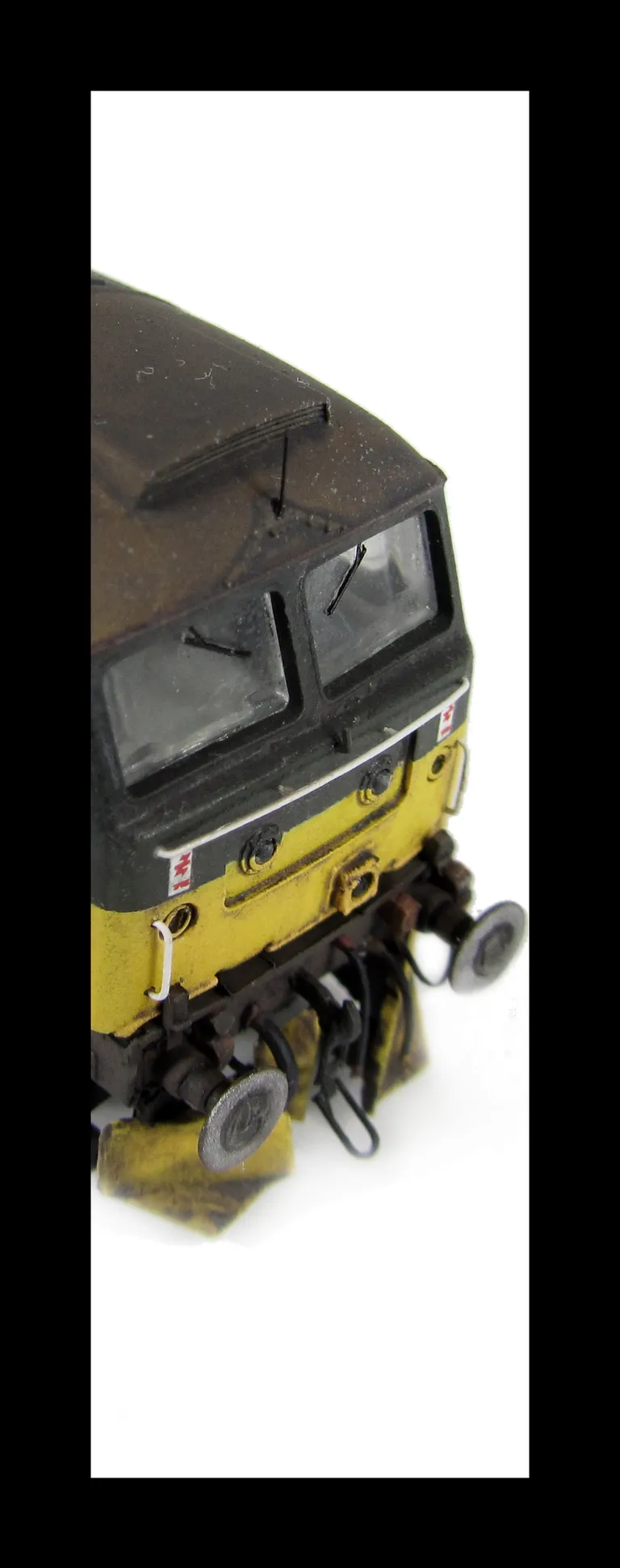 47541 showing a partial respray to correct livery with rebrand to Scotrail, detailed buffer beam at one end, moulded nose handrails replaced with wire including pommels, renumbered, driver fitted, snowploughs, etched nameplates, finer ariels, silver buffe