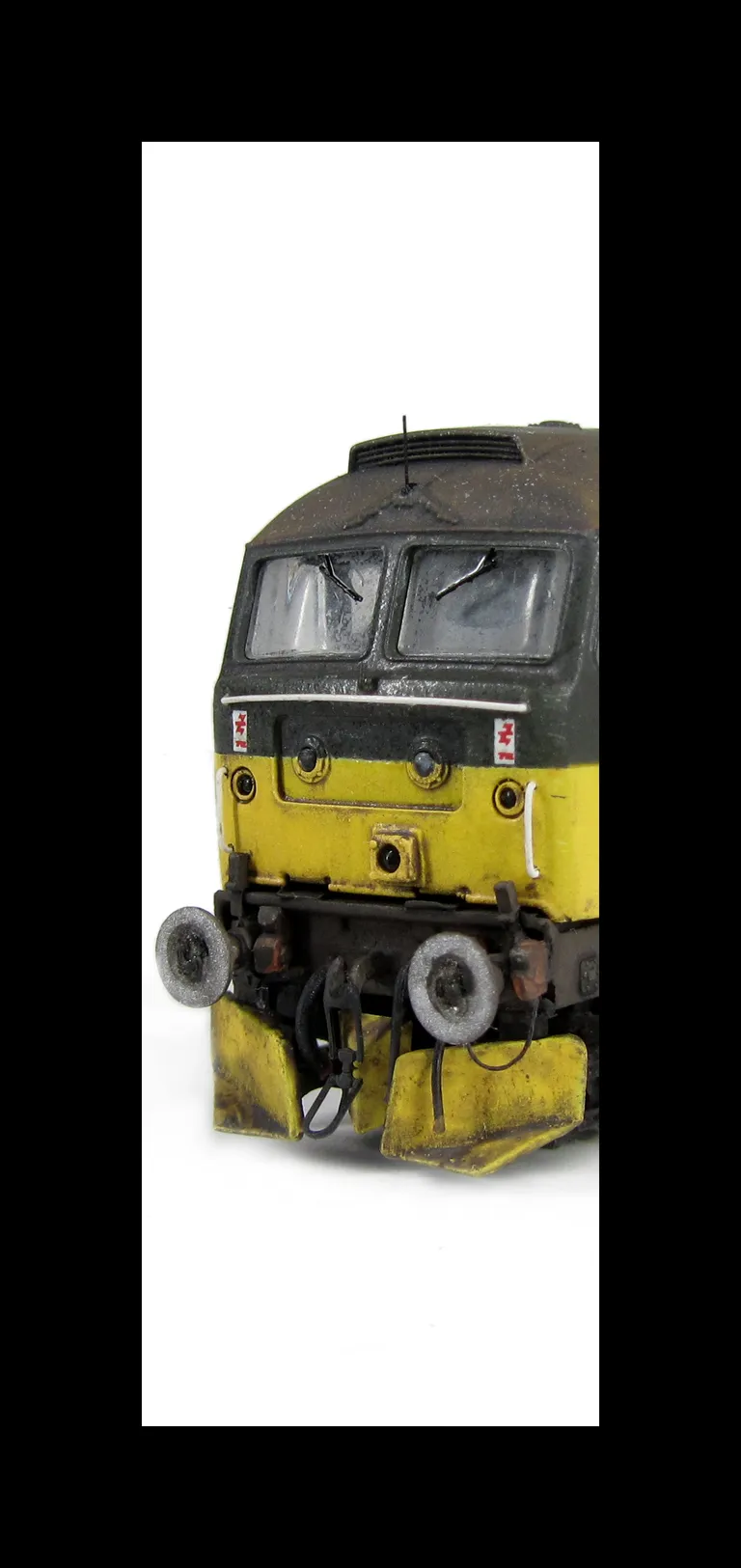 47541 showing a partial respray to correct livery with rebrand to Scotrail, detailed buffer beam at one end, moulded nose handrails replaced with wire including pommels, renumbered, driver fitted, snowploughs, etched nameplates, finer ariels, silver buffe