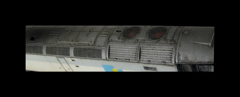 Close up of etched fan and grill