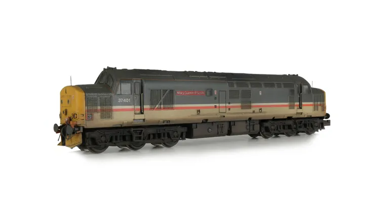 37401 with full respray into Intercity mainline livery. Other details include bogie modification to reduce gap between body and bogies, moulded roof grill replaced with 3D etched fan and grill, nose catch, finer aerial added, speedo cable added, driver, r