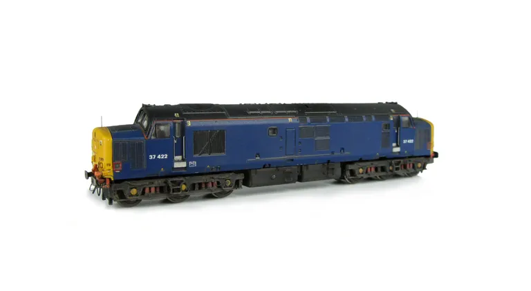37422 Full respray into DRS livery with no vinyls. Details include bogie modification to reduce gap between body and bogies, moulded roof grill replaced with 3D etched fan and grill, finer aerial, speedo cable added, driver, detailed buffer beam at one en