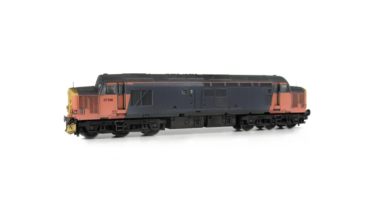 37516 with full respray into Loadhaul unbranded livery including faded paint. Other details include bogie modification to reduce gap between body and bogies, moulded roof grill replaced with 3D etched fan and grill, finer aerial, speedo cable added, round