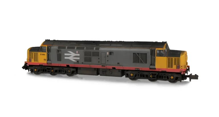 37669 Full respray to Railfreight red stripe. Details include bogie modification to reduce gap between body and bogies, battery box modification, moulded roof grill replaced with 3D etched fan and grill, speedo cable added, renumbered, semi detailed buffe