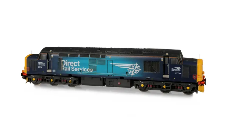 37716 with full respray into DRS fade livery. Modifications include; body window plated over and nose end modified. Other Details include bogie modification to reduce gap between body and bogies, moulded roof grill replaced with 3D etched fan and grill, s