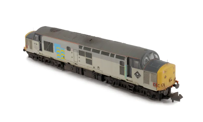 37719 Details include: bogie modification to reduce gap between body and bogies, finer aerials, moulded roof grill replaced with 3D etched fan and grill, semi detailed buffer beam at both ends, sector livery changed, etched arrows and depot plaques fitted