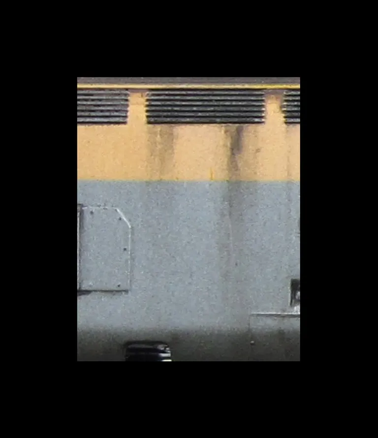 Close up of dirt streaks.