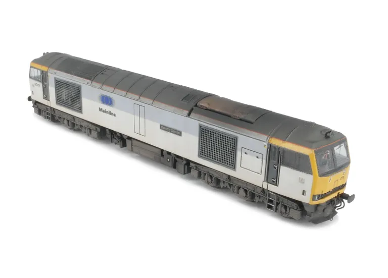 60071 Details include: renumbered, grey bands resprayed to faded shades, re livery to Mainline livery, detailed buffer beam and semi detailed detailed buffer beam at the coupling end, snowploughs fitted at coupling end with notch for couplers, driver fitt