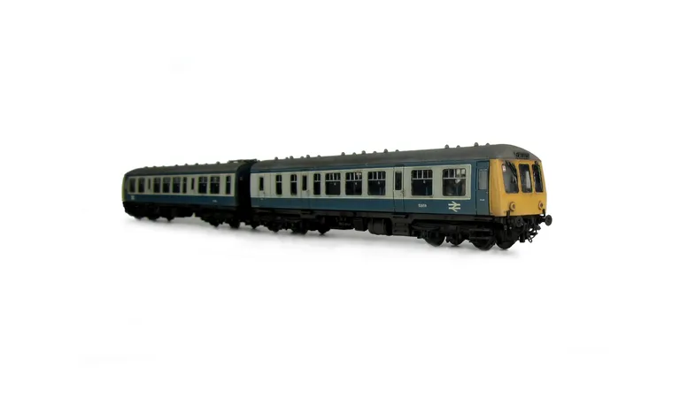 Class 108 DMU with detailed buffer beam at both ends, driver and passengers added.