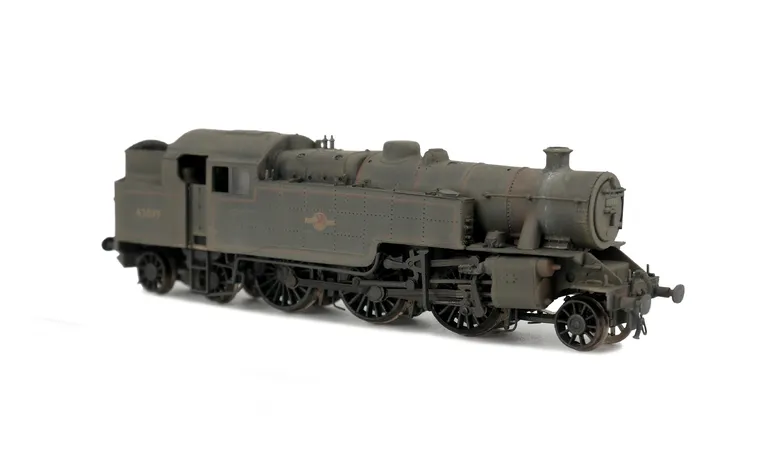 42099 with added details including: moulded coal replaced with real coal, etched work plates, renumbered, loco crew and detailed buffer beam at one end.