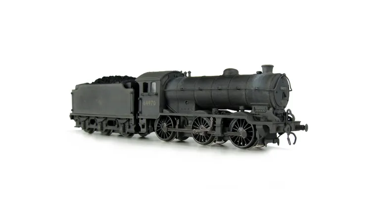 64970 heavily weathered. Added details include: renumbered, molded coal replaced with real coal, loco crew added, etched depot plaques and work plates, detailed buffer beam at one end and painted cab interior.
